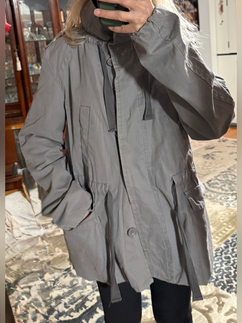 GAP Gray Utility Anorak Jacket with Drawcord Waist